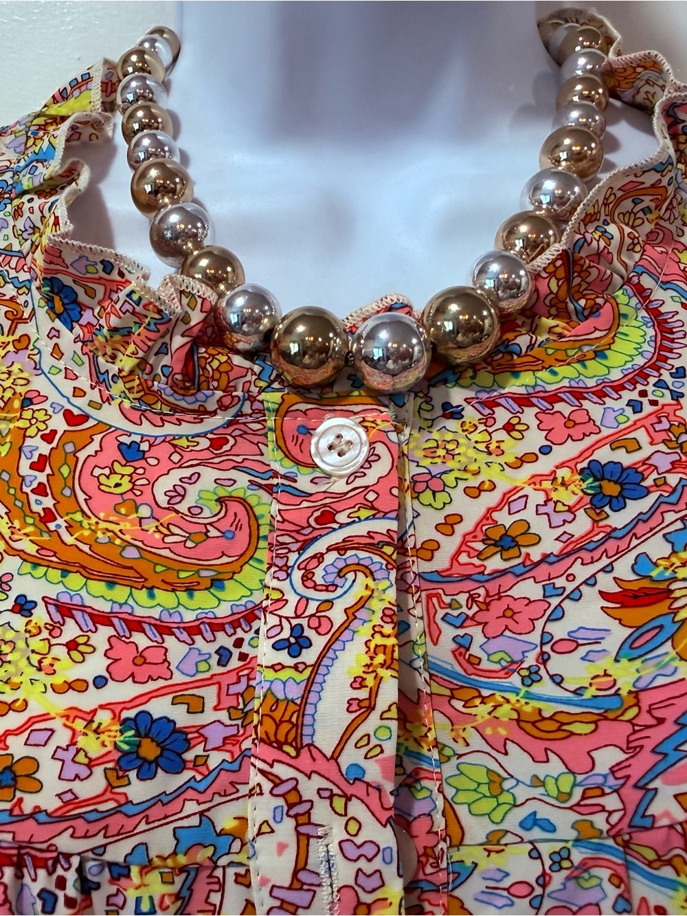 Paisley Print Long-Sleeve Blouse in Multicolor (Smalls runs big) - Picture 2 of 4
